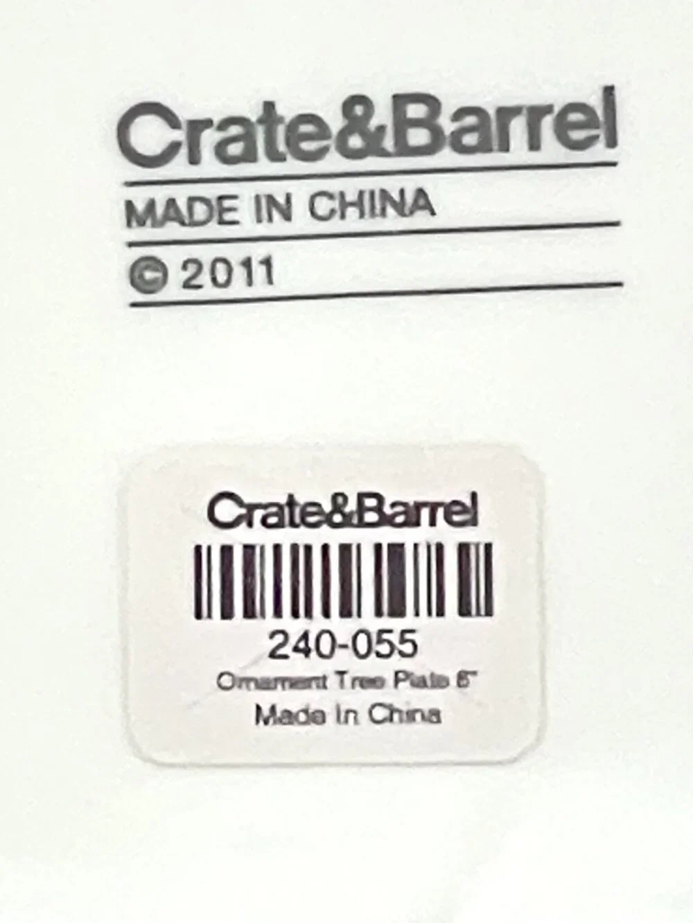 New Crate & Barrel Ornament Tree Plates Set of 4 Square Appetizer White